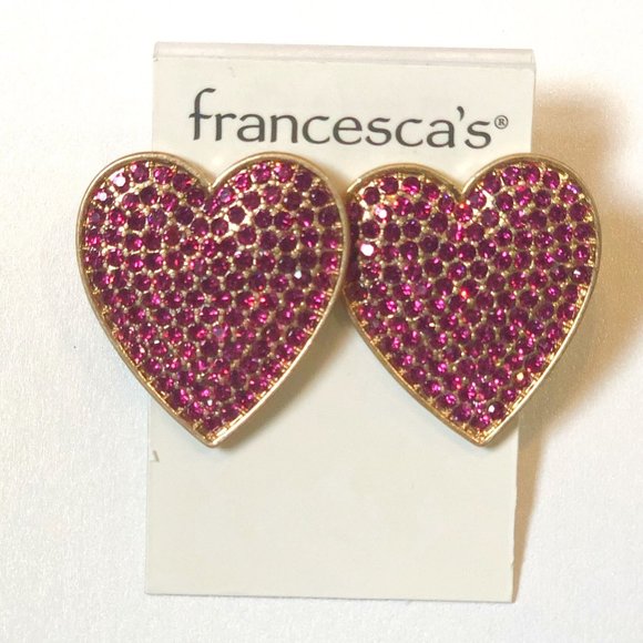 Francesca's Big Pink Heart Earrings - Picture 4 of 6